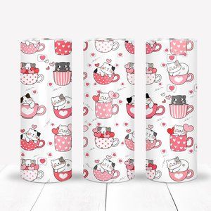 Kawaii Cats Tumbler Set, Valentine's Day, Girls Gifts, Birthdays, Christmas